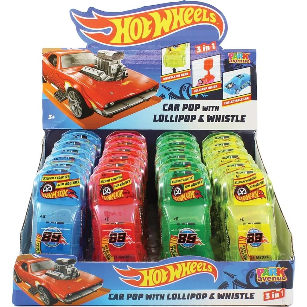 Hot Wheels Car Pop with Lollipop & Whistle 10g