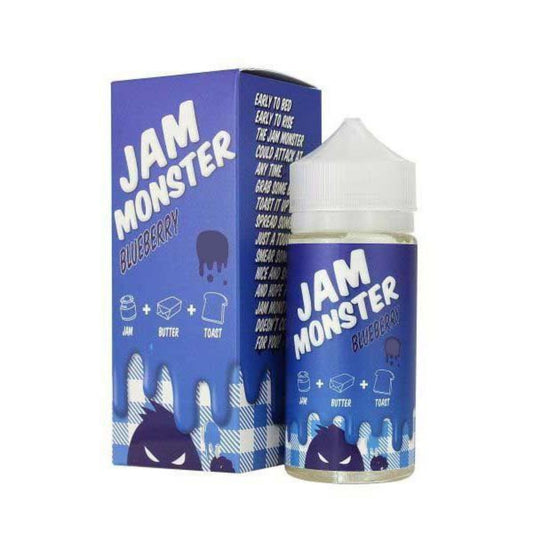 jam monster blueberry e-liquid 100ml box and bottle