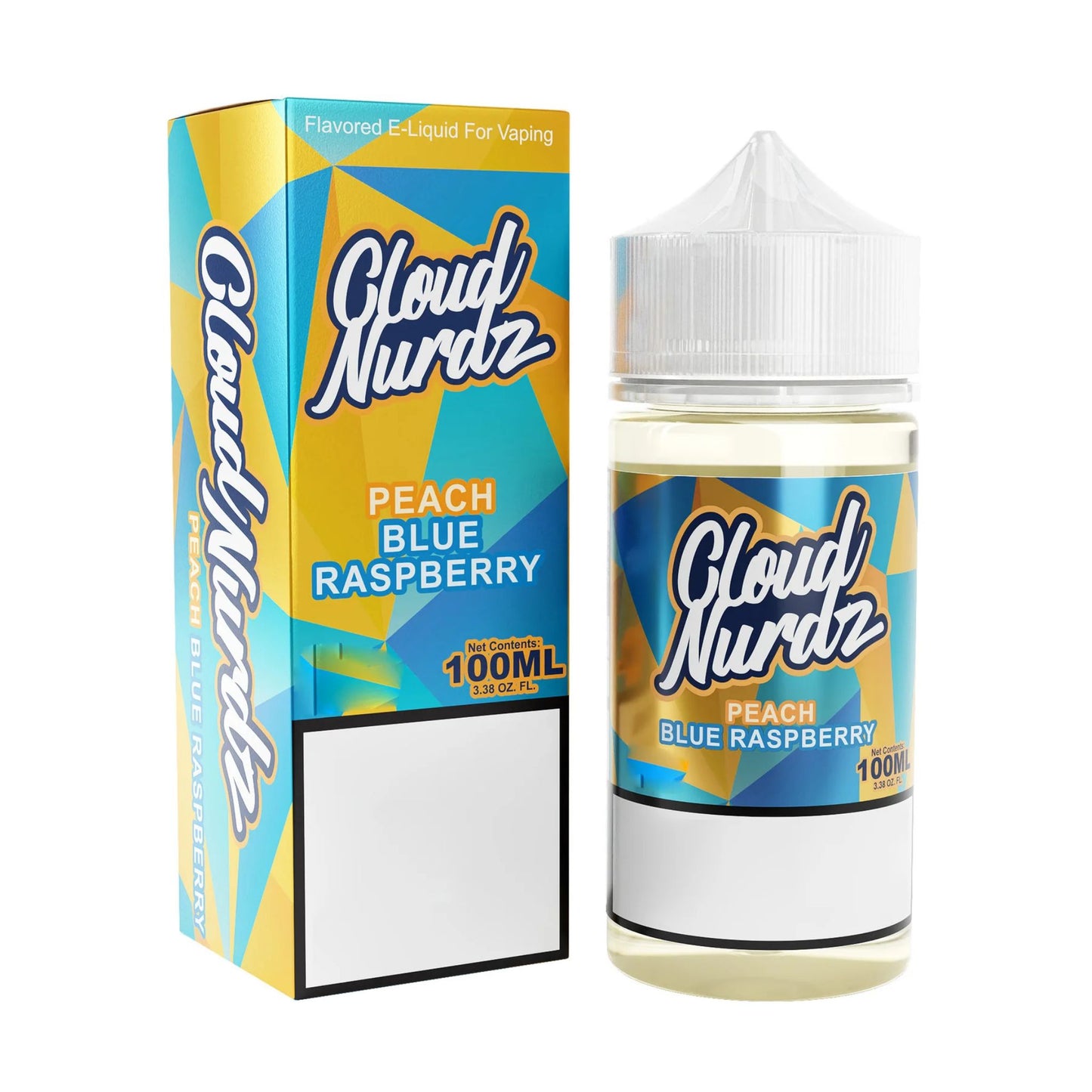 Cloud Nurdz | Peach Blue Raspberry | 100ml bottle and box