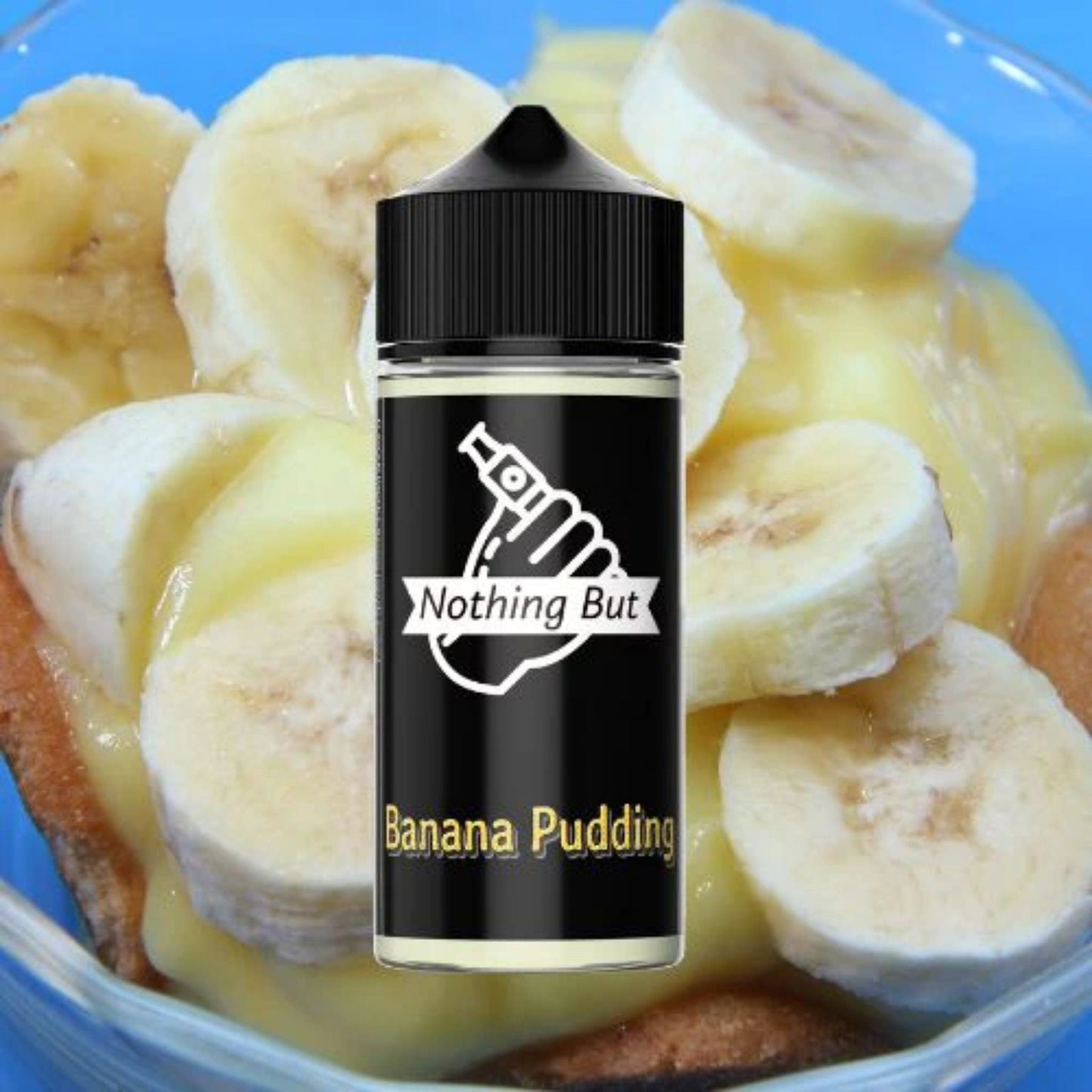 Nothing But | Banana Pudding | 120ml bottle with sliced banana on custard background