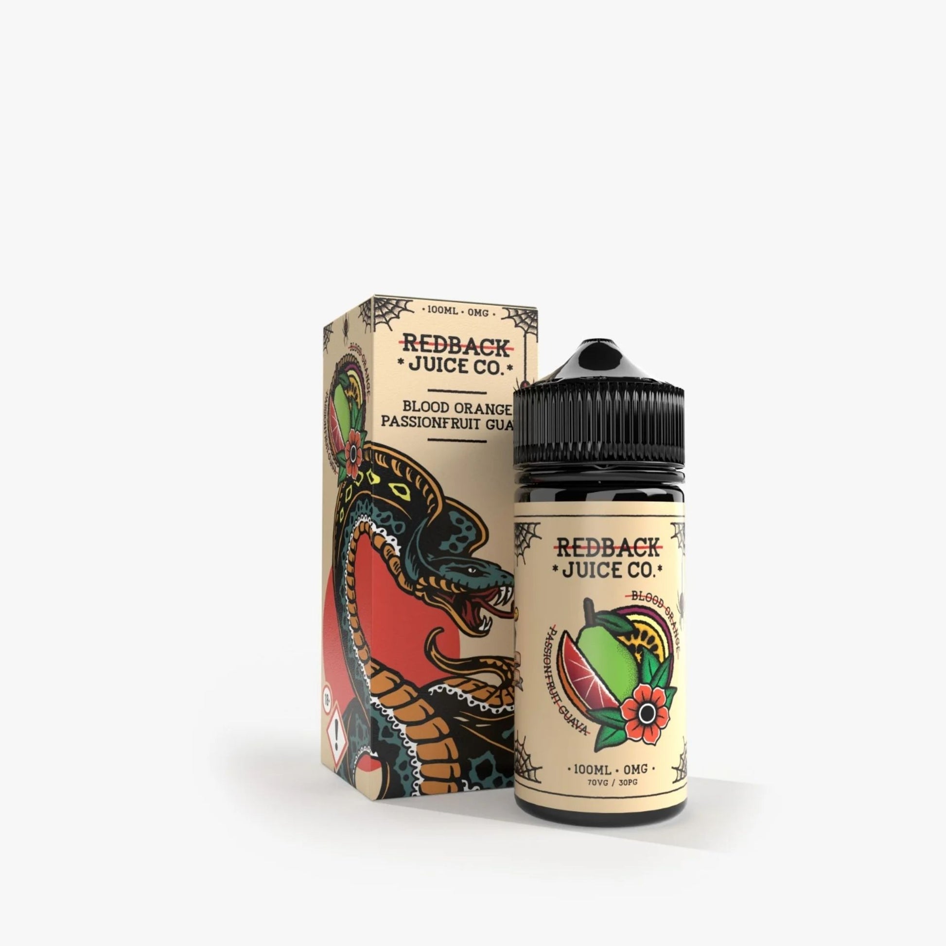 Redback Juice Co | Blood Orange Passionfruit Guava | 100ml bottle and box