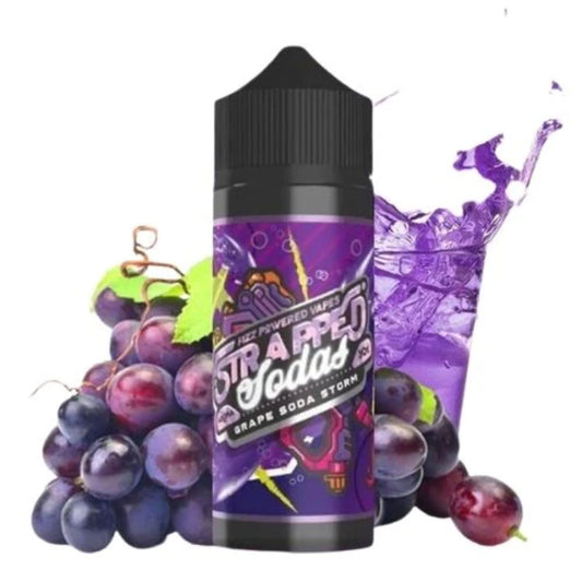 Strapped Sodas | Grape Soda Storm | 100ml bottle with purple grapes and purple grape juice