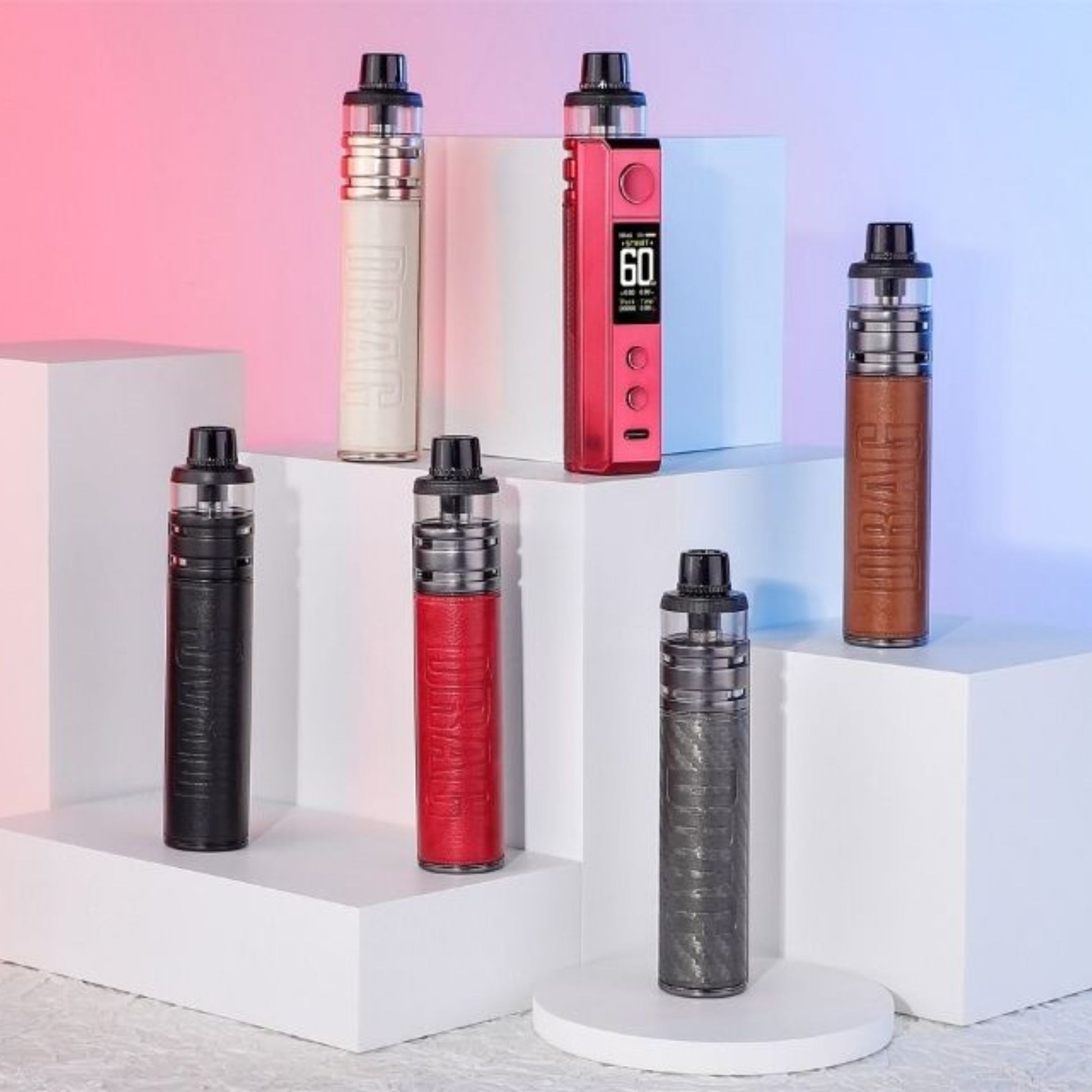 Voopoo Drag H80 S 80w Kit on stands and in many colours
