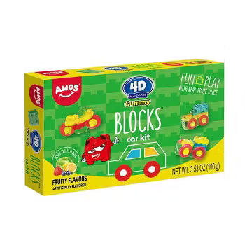 Amos 4D Gummy Blocks Car Kit Theatre Box 100g
